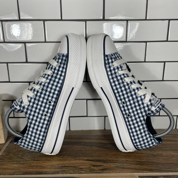 Converse CTAS Lift OX Womens Sz 8 Shoes Obsidian White Gingham Platform Sneaker - Picture 6 of 13